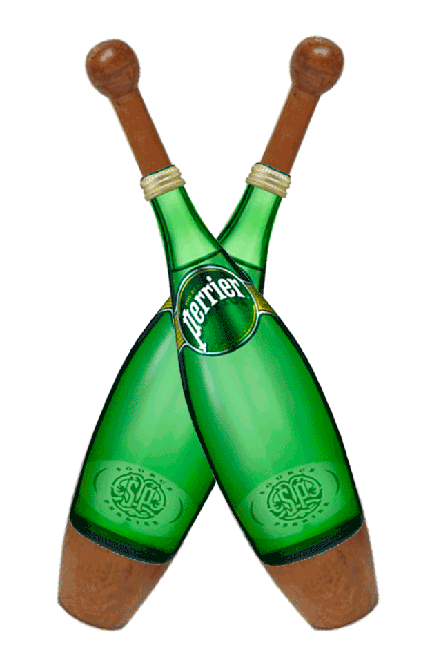 Indian Clubs inspired Perrier bottles