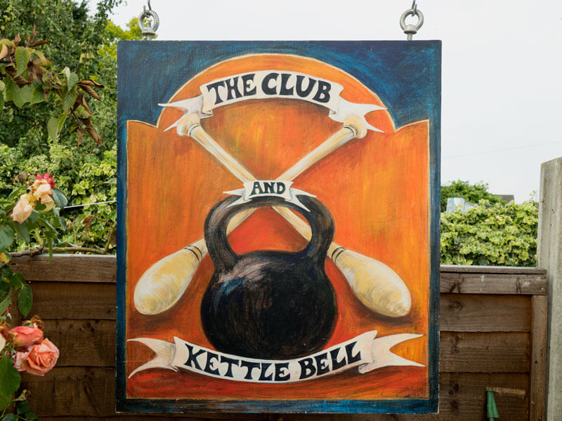 Barry Hutchings Club and Kettlebell Sign